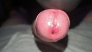 Vibrating my bell end with pre-cum and cumshot