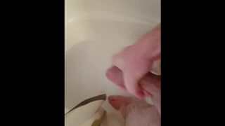 Jerked off in shower till I cum, while my gf was on phone talking to her bestfriend