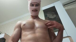 Hot young stud masturbating his pretty dick with big cum in the end