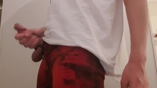 Oiled up cock stroking