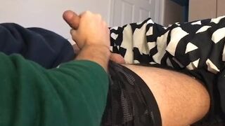 Delicious cock being touched in the morning. Masturbation for breakfast.