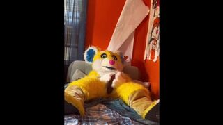 Bingo has a little fun in solo Fursuit porn