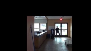 wetsuited guy at windows