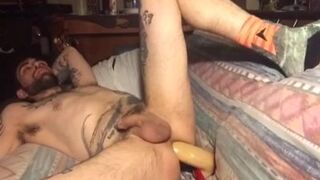 Enjoying myself with 12” dildo on my futon