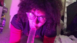 Thick Femboy Plays Around and sucks a 7 inch dildo for spooky season