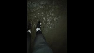 sneakers mud play in public