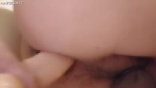 A Japanese practicing anal sex with a 20cm dildo.