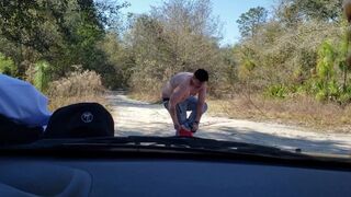 One of my very first public exhib strip vids during broad daylight on a dirt road!