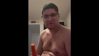 23yo doing anal: stripping, touching himself, spanking his ass, putting a carrot deep into his ass,