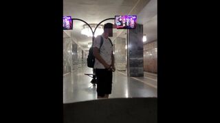 The man jerks off in the Subway and on the beach.