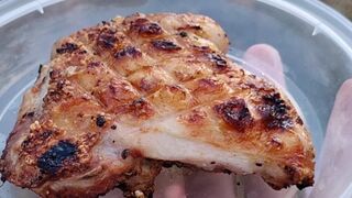 Locked in a chastity cage guy went on a picnic and wanted to pee