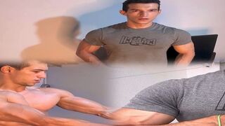 Hot guy with amazing forearms and veins shows his attitude and worship