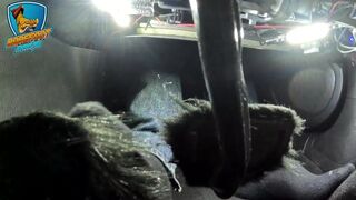 DRIVING IN SOCKS BACK PEDAL VIEW