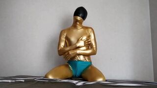 Swimsuit Silicone Cap Breath Control in Gold Zentai