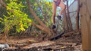 twink having fun behind building