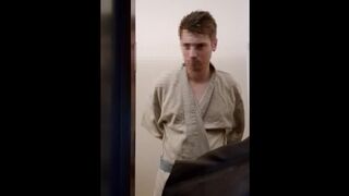 Discovering Japanese Onsens: French twink fully naked in public locker (Public Bath and shower)