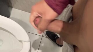 Jerking off in a public bathroom trying not to get caught