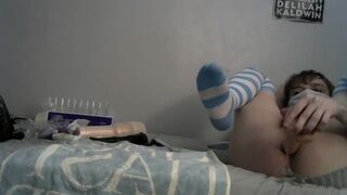 Femboy twink rides dildo and horsecock compilation