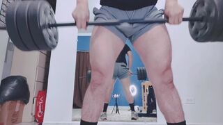 Exercising and pulling cock at the same time