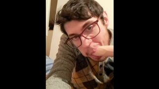 I suck my favorite ice cream dildo while touch my cock