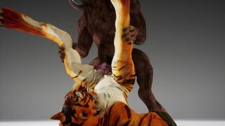 Tiger gets his hole stretched by Minotaur