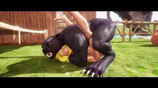 An anthropomorphic panther eats a beautiful man's ass in the forest || NO MOANS
