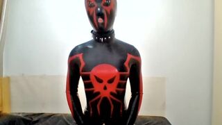 Ruined orgasm in Spidey catsuit