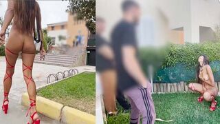 Naked In Hotel Lobby and Masturbation for Two Men