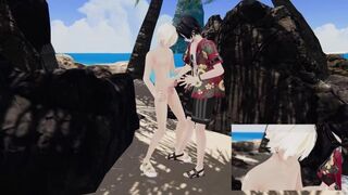 Japanese boy getting fucked, filmed on the beach (original VRAV)