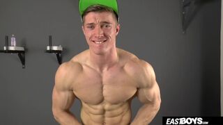 Handsome straight muscle boy wanks his big cock