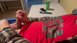 Jerking off and drinking my favorite beer.