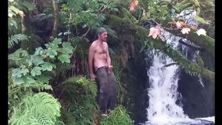 Stroking my dick by the falls