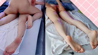 I deliberately exposed my ass to seduce the masseur and let his cock flow under my feet