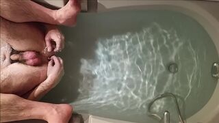 Virgin ass bath anal play - solo str8 guy still learning with butt plug