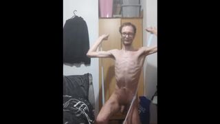 Stretching my skinny body with stretch bands
