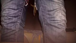 Pool side mature daddy rips jeans to play with ass with toys