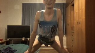 Very Skinny guy with extremely flat ass shows off his ribs and body