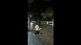 Bikini, raincoat on a rainy night