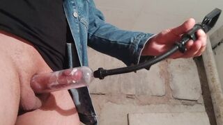 Playing with a vacuum pump in an abandoned building