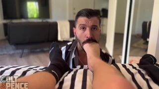 Colt Spence gets his big sweaty jock feet serviced by eager Nick Charms