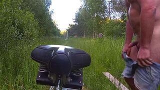 The first attempt to ride a naked bike in the outskirts of the village