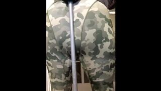 Humping and spanking on camouflage spandex leggings