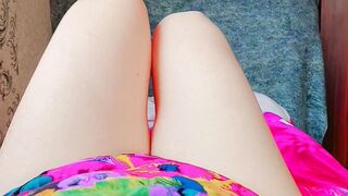 Stunning trans girl holding pastel parasol in park