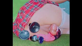 Schoolgirl sissy slut playing with her ass, God I love to look sexy