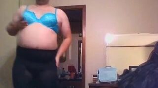 Crossdresser stripping to jerk
