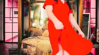 Stunning sissy twirling hair around finger slowly