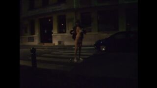 totally naked in the street and stairs