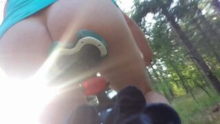 Riding a bike, masturbating with a peach