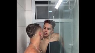 The young boy arrives home from school and runs into his well-endowed friend. He can't resist and they have sex without a condom.