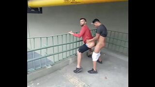 Caught in the act: well-endowed men urinate and then have sex with each other.